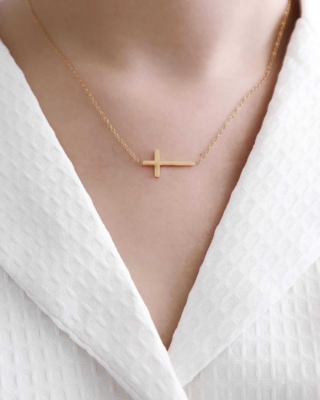 'Sideway Cross' Necklace
